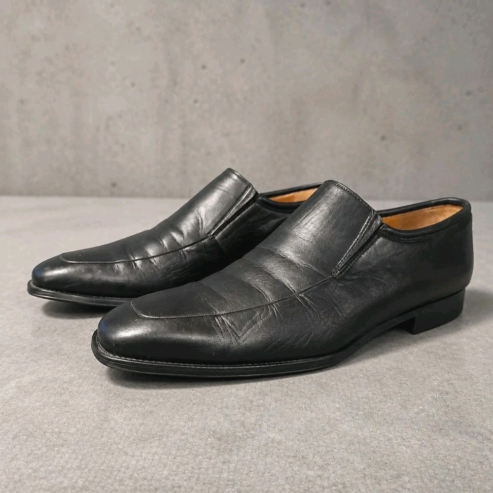 Magnanni Dominguez Black Leather Slip On Dress Shoe Mens 13 D Spain Loafer 12655